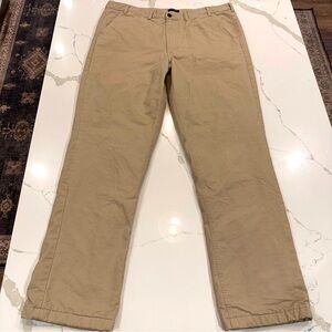 Lands End Mens Flannel Lined Pants Chinos Size 42 Khaki Beige Traditional Fit